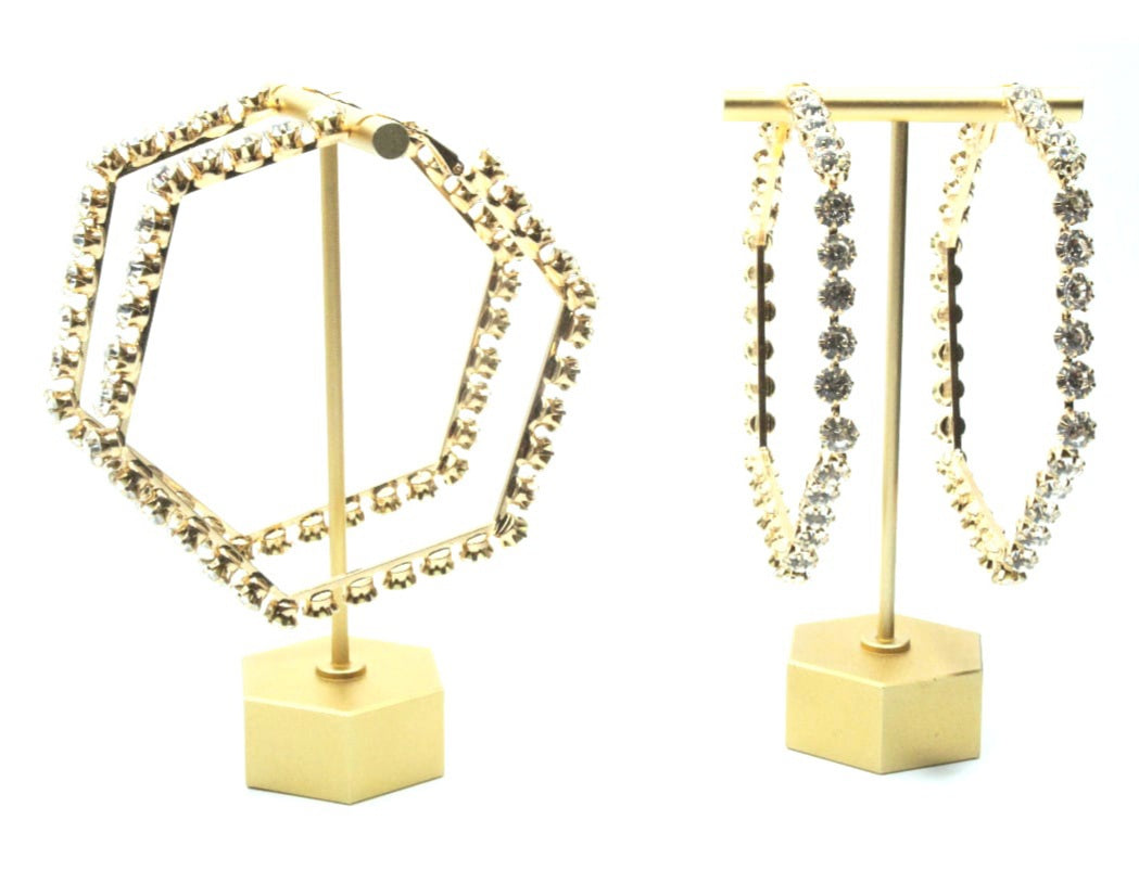 Bedazzled Hexagon Hoops