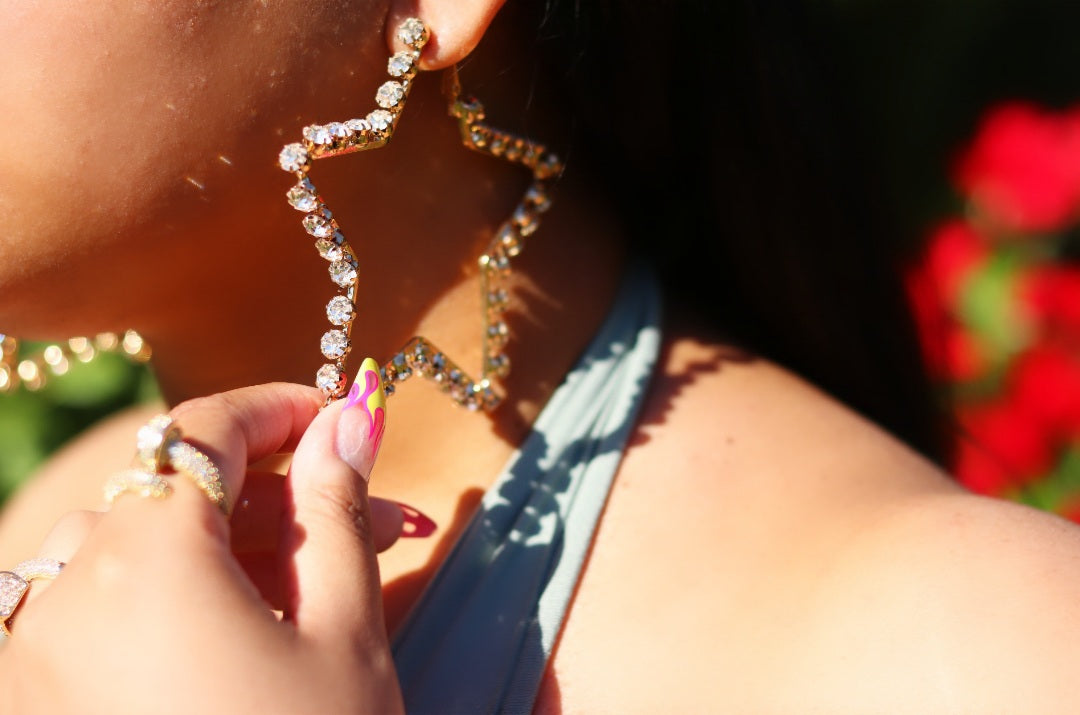 Bedazzled Star Hoops