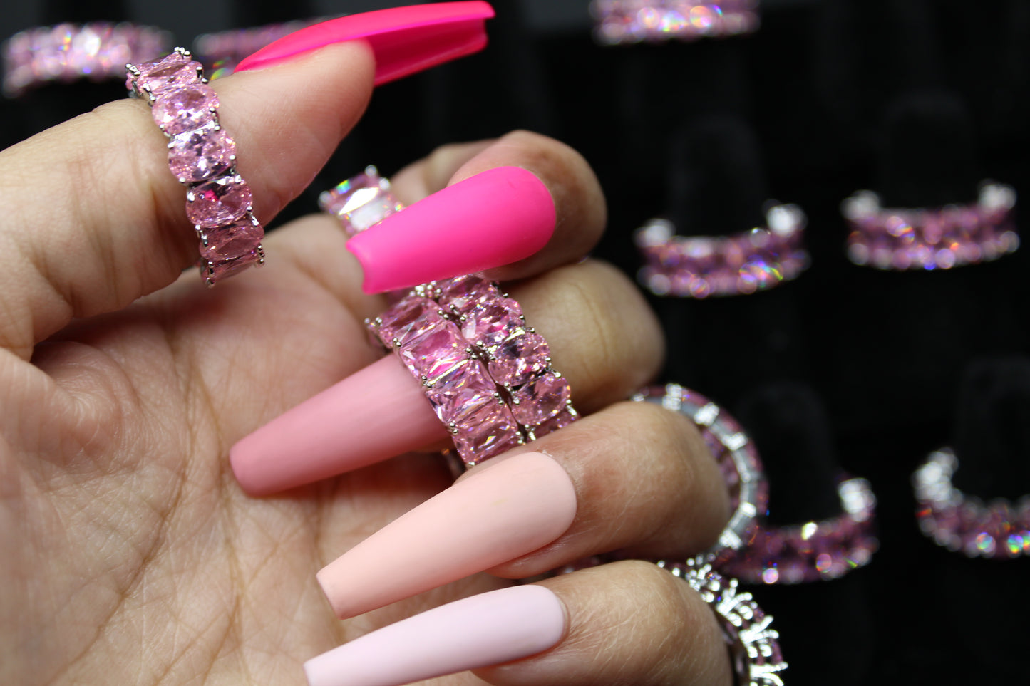 Icy Oval Cut Pink Band