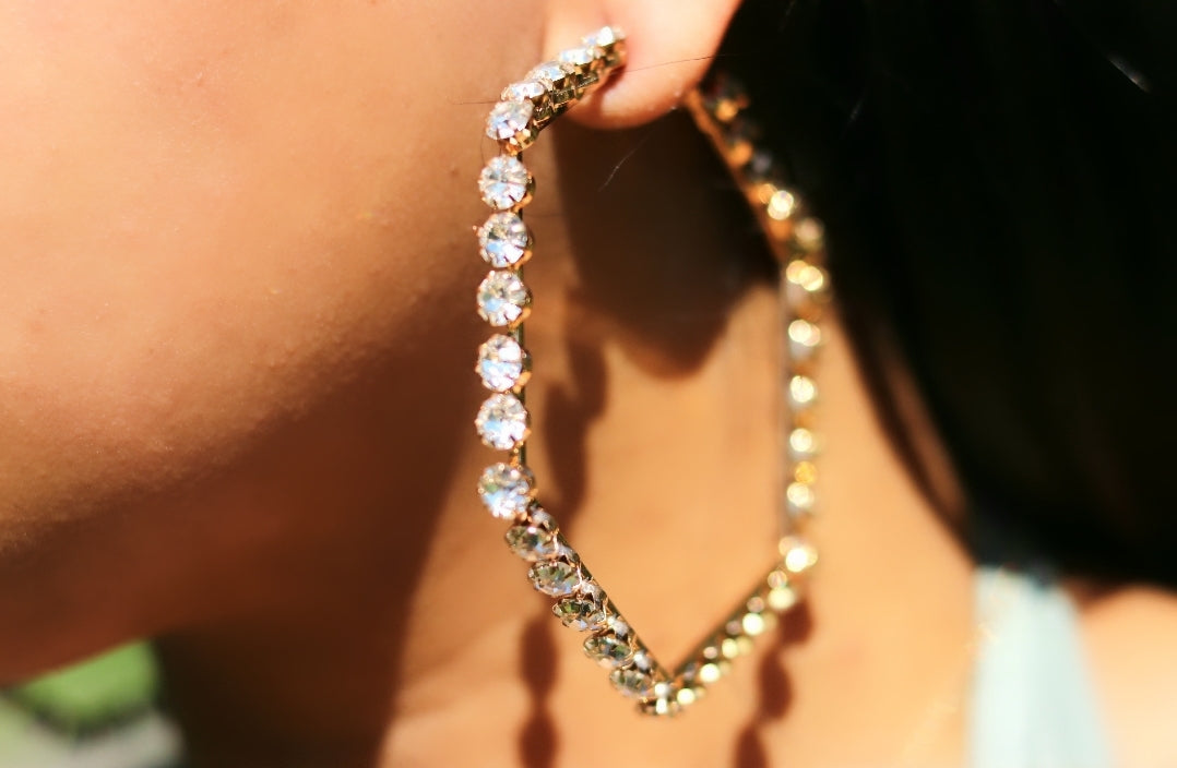 Bedazzled Hexagon Hoops