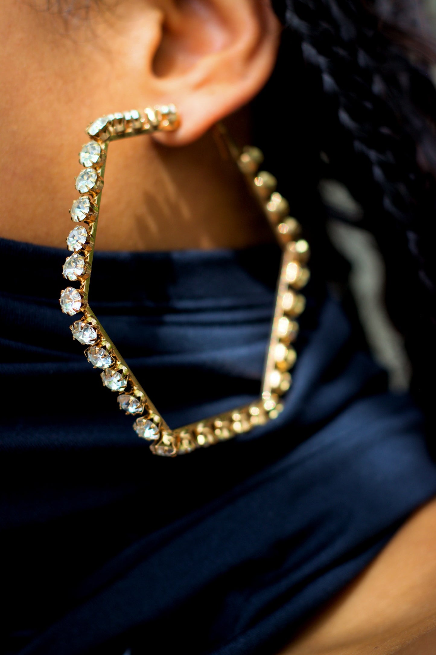 Bedazzled Hexagon Hoops
