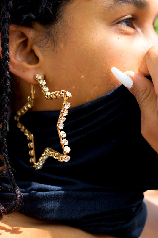 Bedazzled Star Hoops